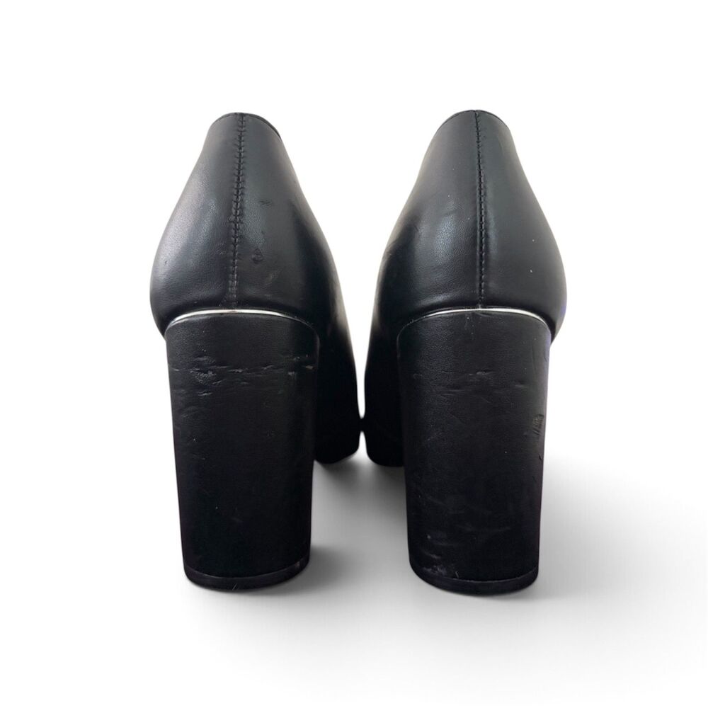 Marc Fisher Women’s Leather Block Heel Slip On Black Pumps w/ Pointed Toe Sz 10 - Picture 7 of 12